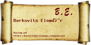 Berkovits Elemér névjegykártya