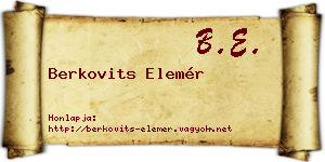 Berkovits Elemér névjegykártya